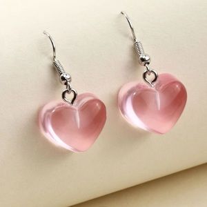 Transparent pink heart earrings handmade new